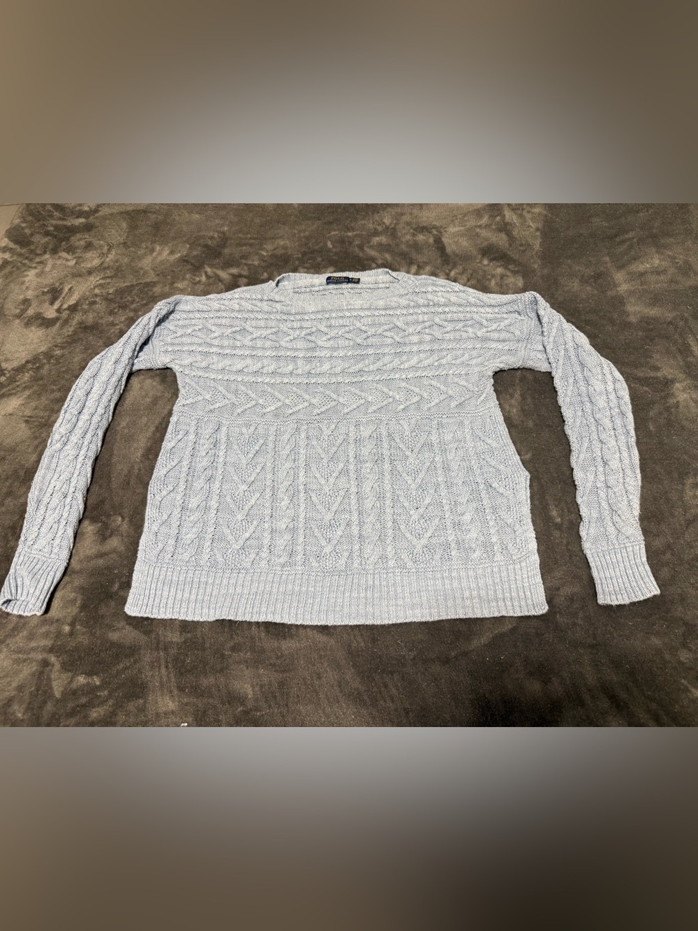Ralph Lauren Light Blue Cable-Knit Crewneck Sweater